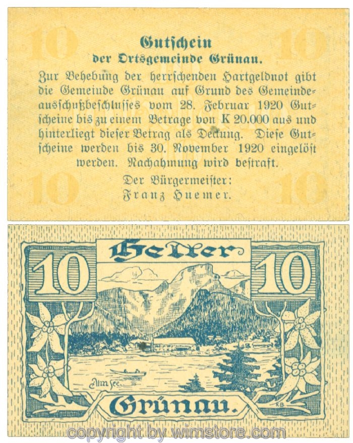 Grünau, J00300a, 10 Heller; 1