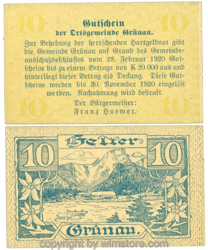 Grünau, J00300a, 10 Heller; 1