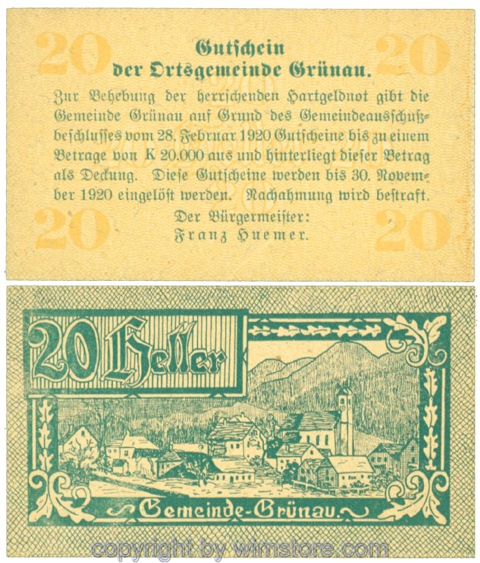 Grünau, J00300a, 20 Heller; 1-