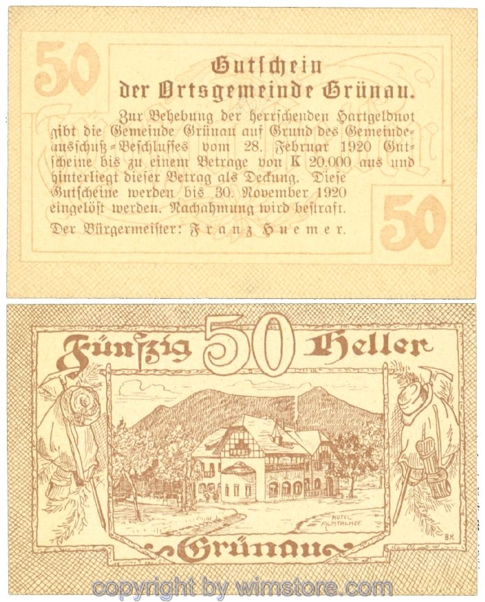 Grünau, J00300a, 50 Heller; 1