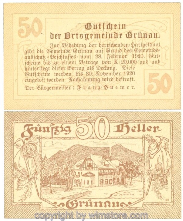 Grünau, J00300a, 50 Heller; 1-