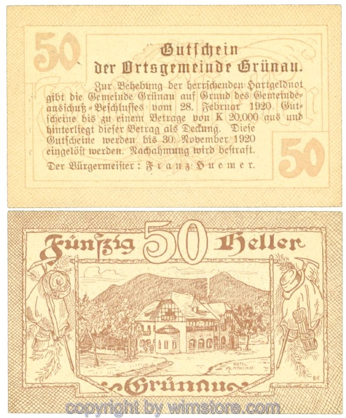Grünau, J00300a, 50 Heller; 1-