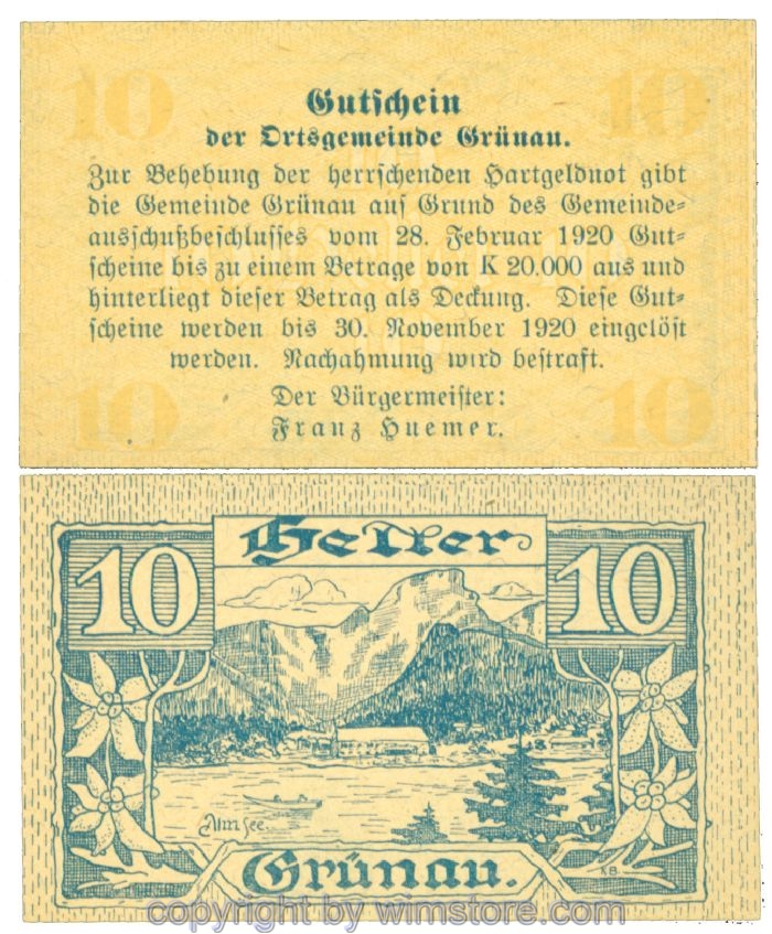 Grünau, J00300aF, 10 Heller; 1