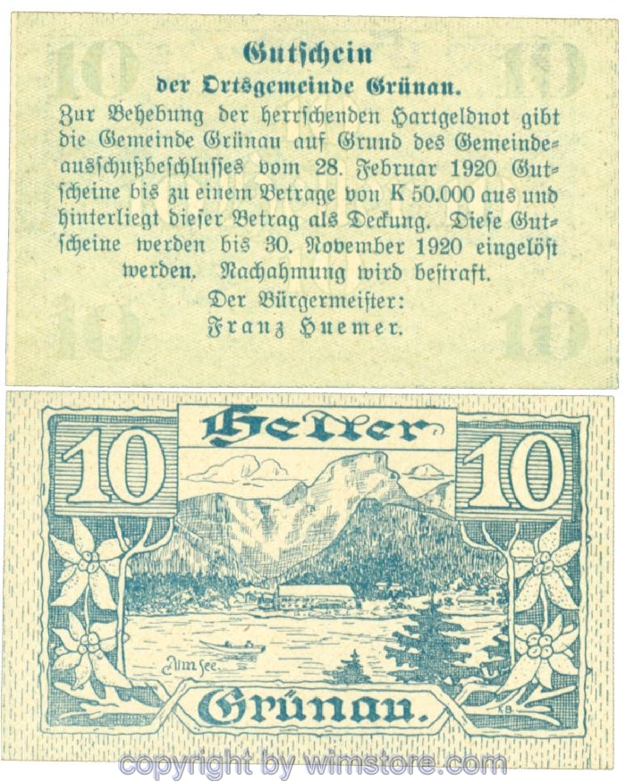 Grünau, J00300b, 10 Heller; 1