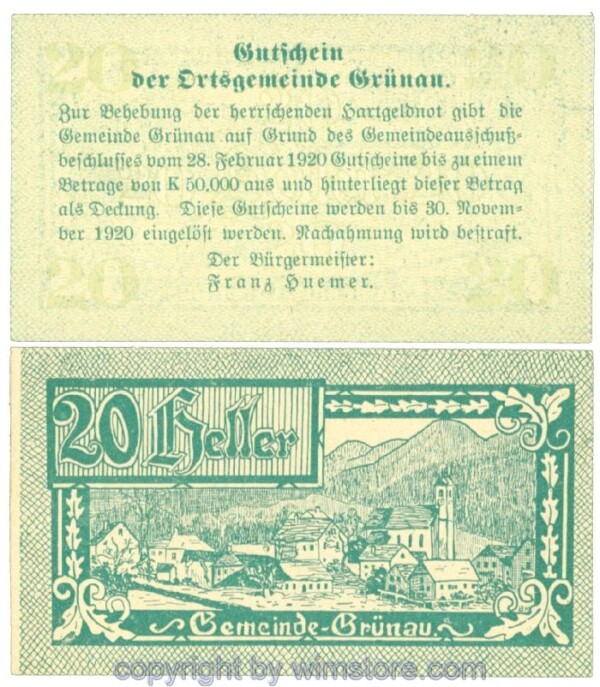 Grünau, J00300b, 20 Heller; 1