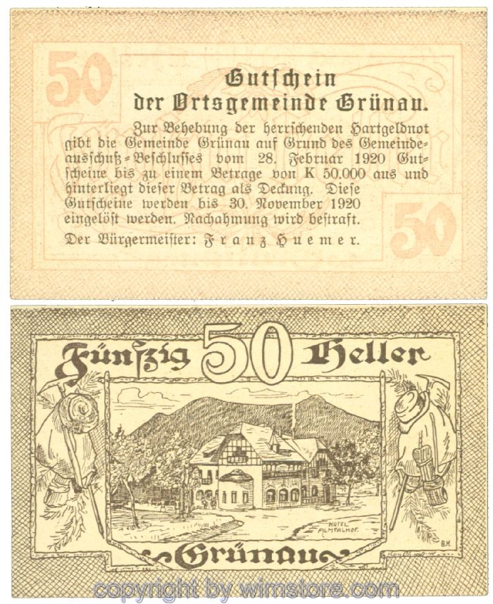 Grünau, J00300b, 50 Heller; 1-