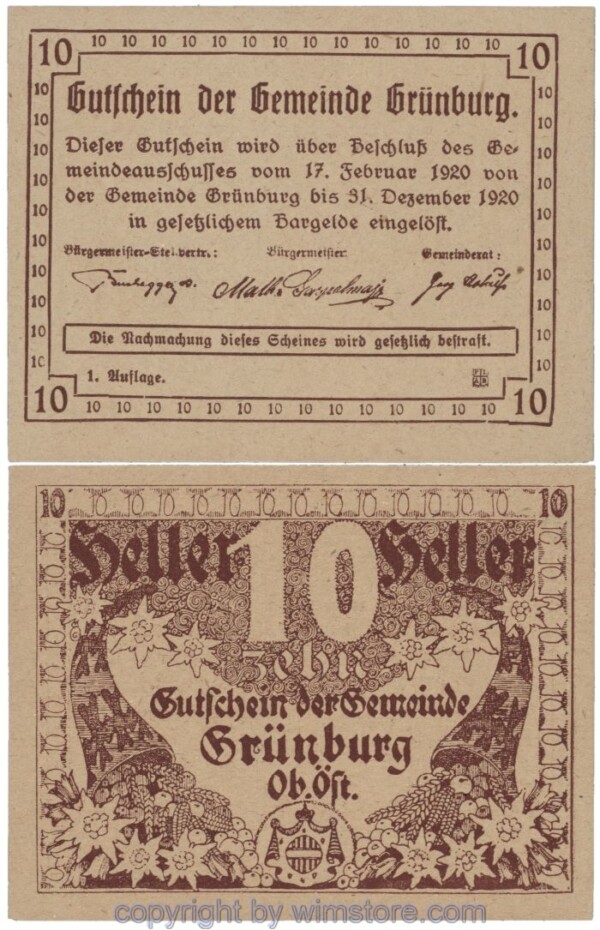 Grünburg, J00303Ia, 10 Heller; 1