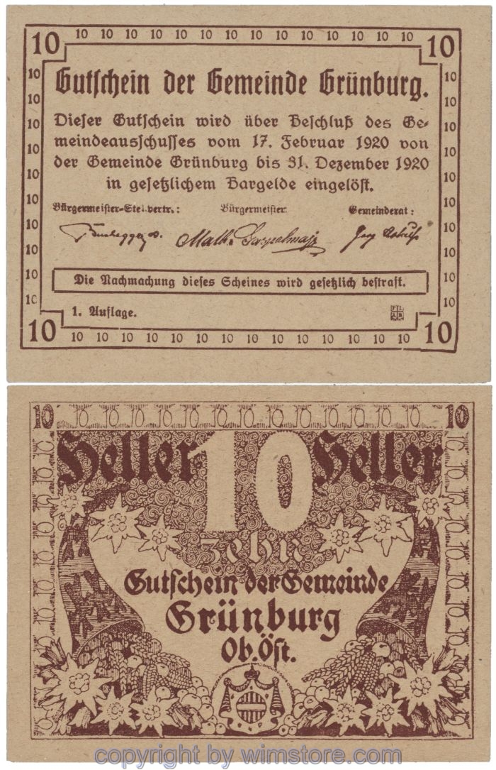 Grünburg, J00303Ia, 10 Heller; 1