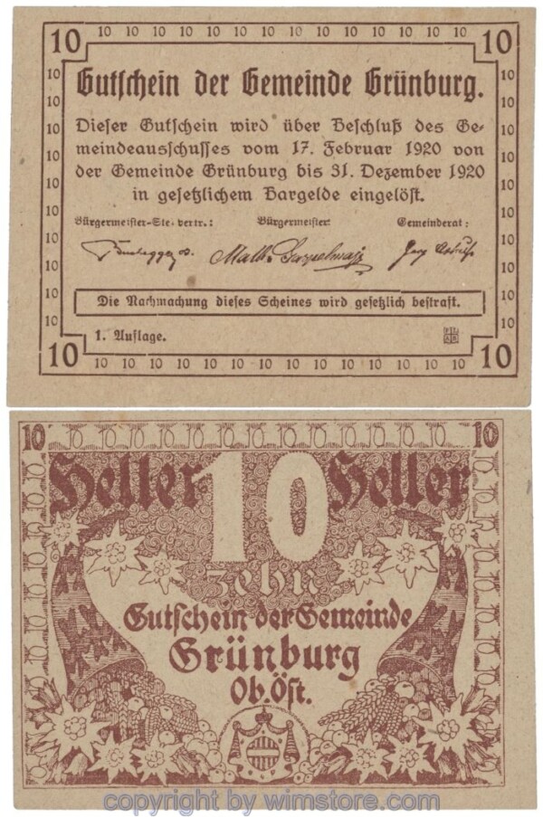 Grünburg, J00303Ia, 10 Heller; 1-