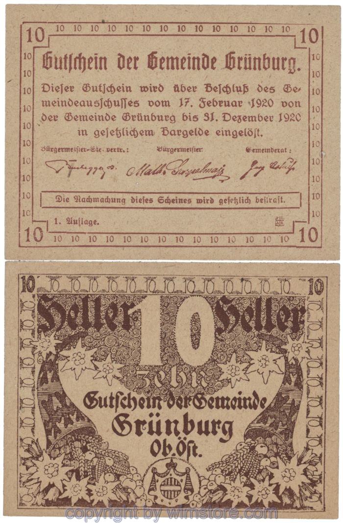 Grünburg, J00303Ia, 10 Heller; 1-
