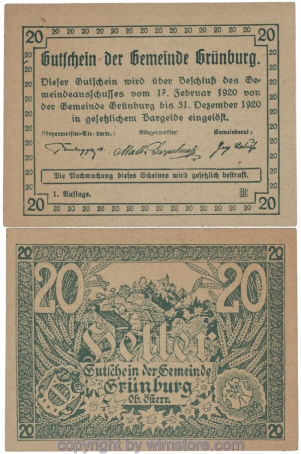 Grünburg, J00303Ia, 20 Heller; 1-