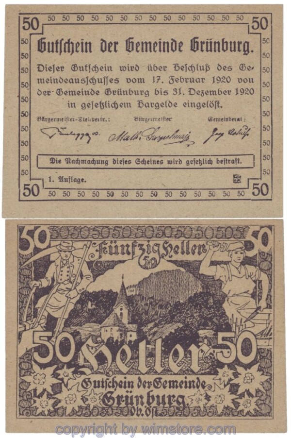 Grünburg, J00303Ia, 50 Heller; 1-