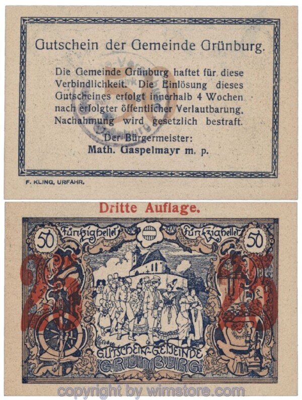 sn105663 Grünburg, J00303SIIb, 25 Heller; 1