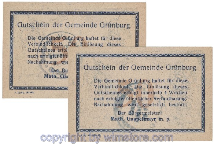 Grünburg, J00303SIIb, Serie 5 - 99 Heller; 1
