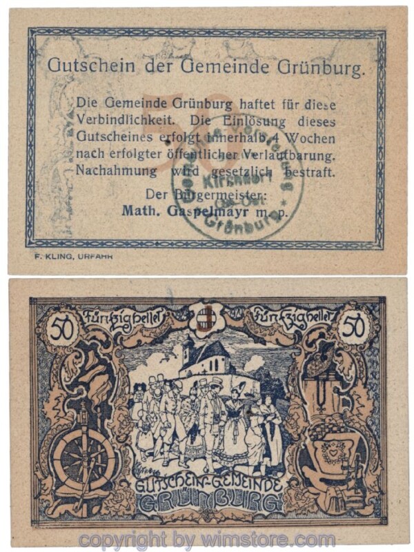 Grünburg, J00303SIIk, 50 Heller, Buchstabe J; 1