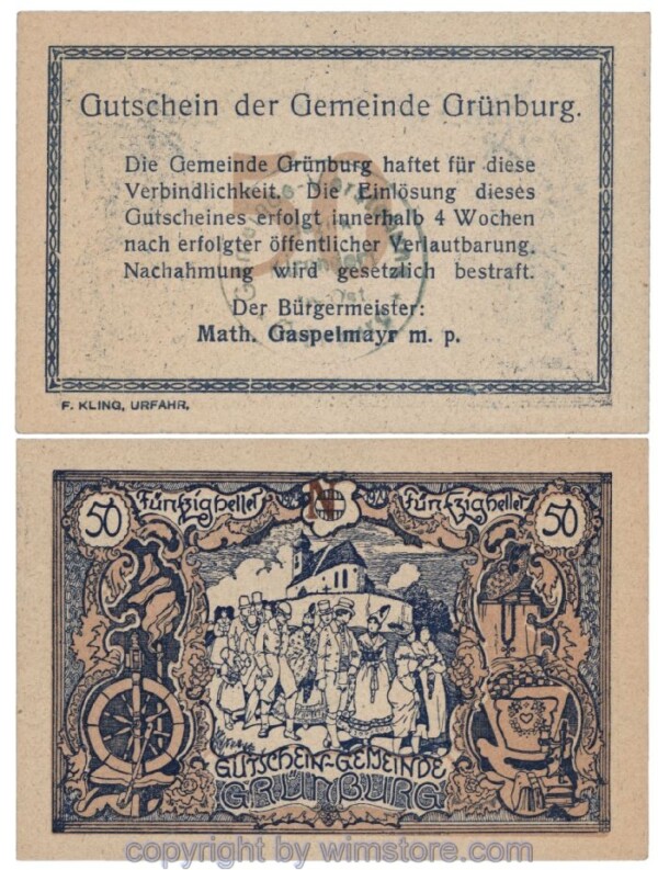 Grünburg, J00303SIIk, 50 Heller, Buchstabe N; 1
