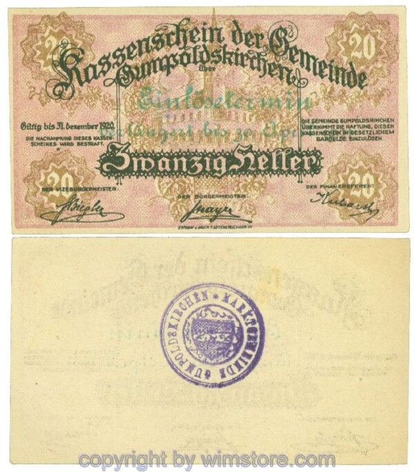 Gumpoldskirchen, J00308b1, 20 Heller; 1-