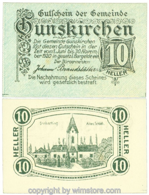 Gunskirchen, J00309Ia, 10 Heller; 1