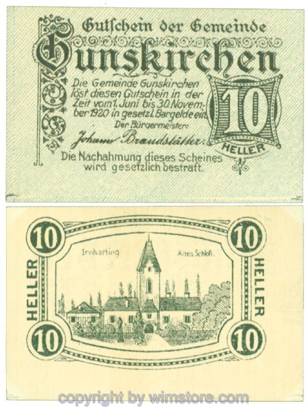 Gunskirchen, J00309Ia, 10 Heller; 1-