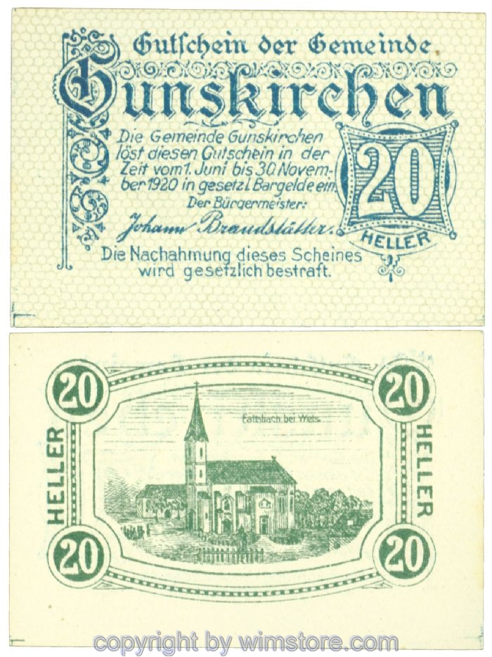 Gunskirchen, J00309Ia, 20 Heller; 1