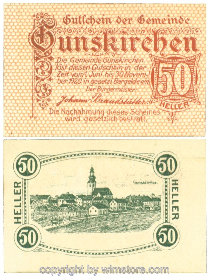 Gunskirchen, J00309Ia2, 50 Heller; 1