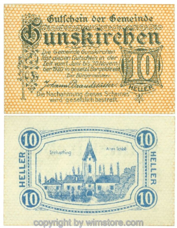 Gunskirchen, J00309Ib, 10 Heller; 1