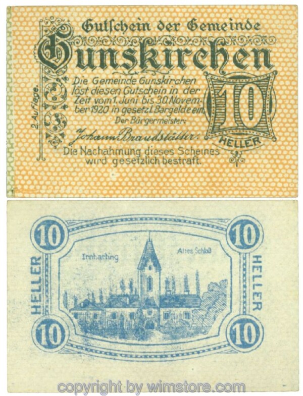 Gunskirchen, J00309Ib, 10 Heller; 1-