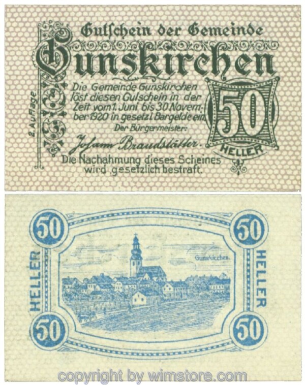 Gunskirchen, J00309Ib, 50 Heller; 1