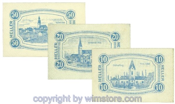 Gunskirchen, J00309Ib, Serie 10, 20, 50 Heller; 1