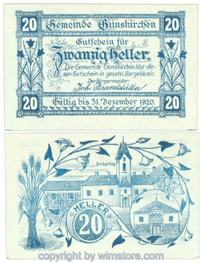 Gunskirchen, J00309II, 20 Heller; 1