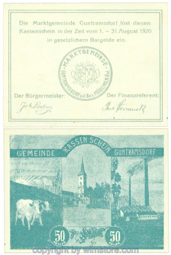 sn105760 Guntramsdorf, J00310a, 50 Heller; 1-