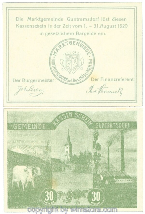 sn105769 Guntramsdorf, J00310e, 30 Heller; 1