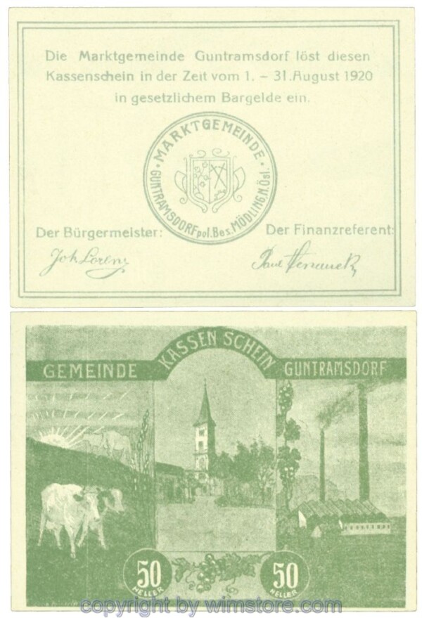 sn105771 Guntramsdorf, J00310e, 50 Heller; 1