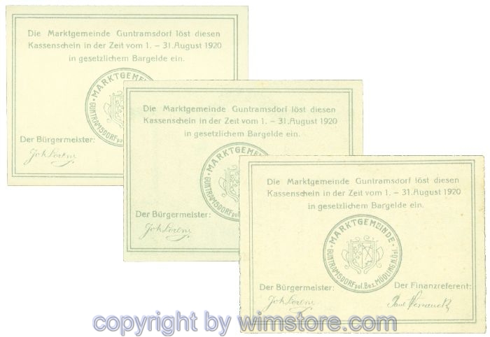 Guntramsdorf, J00310e, Serie 20, 30, 50 Heller; 1