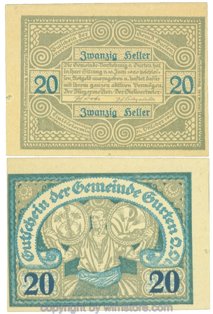 Gurten, J00312b11, 20 Heller; 1