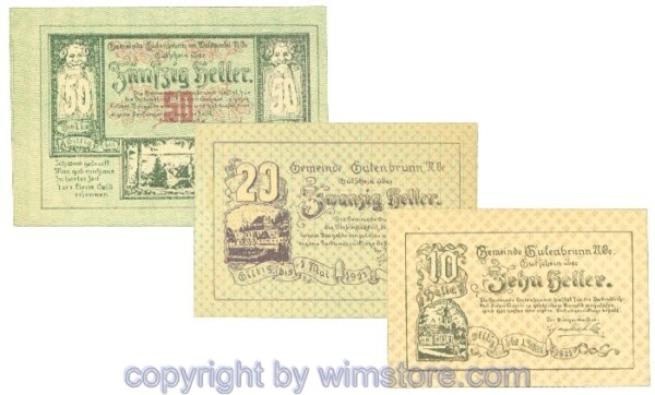 Gutenbrunn, J00315, Serie 10, 20, 50 Heller; 1