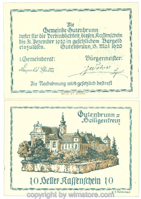 Gutenbrunn b. Heiligenkreuz, J00316, 10 Heller; 1-