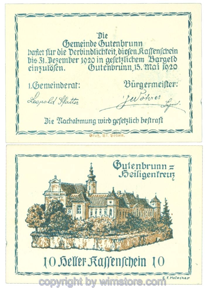 Gutenbrunn b. Heiligenkreuz, J00316, 10 Heller; 1-