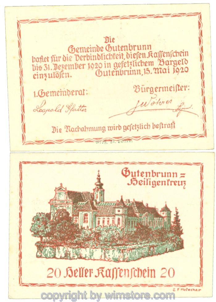 Gutenbrunn b. Heiligenkreuz, J00316, 20 Heller; 1