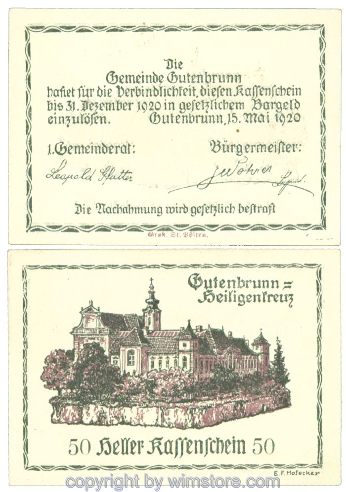 Gutenbrunn b. Heiligenkreuz, J00316, 50 Heller; 1