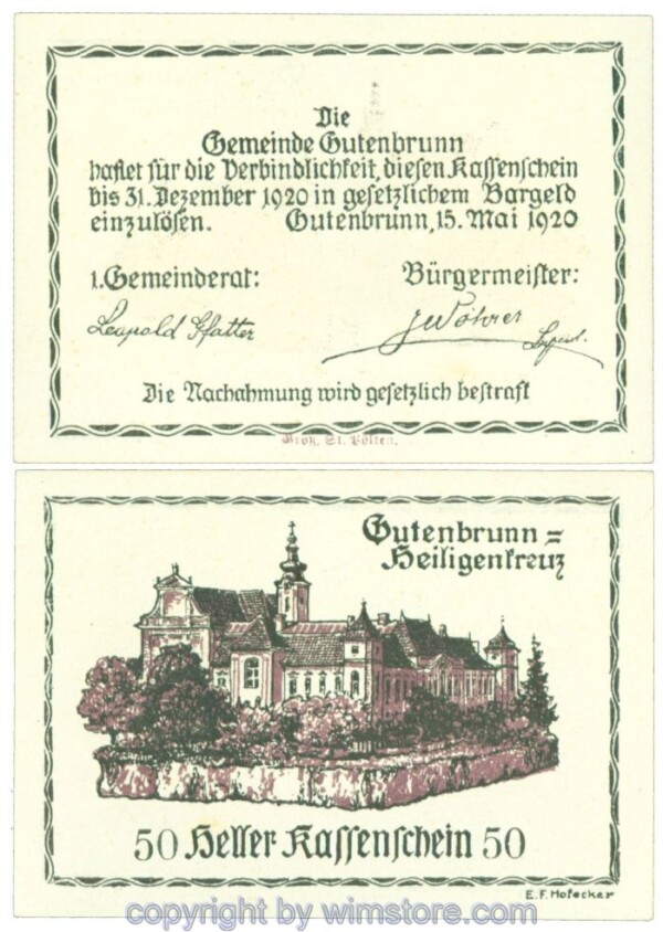 Gutenbrunn b. Heiligenkreuz, J00316, 50 Heller; 1-