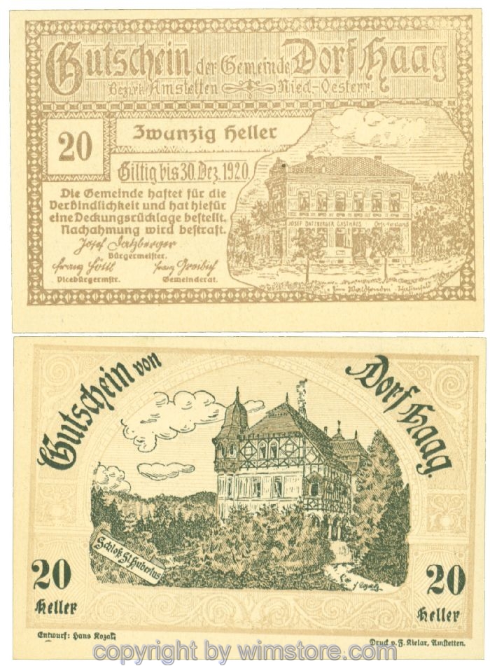 Haag (Dorf), J00317a, 20 Heller; 1