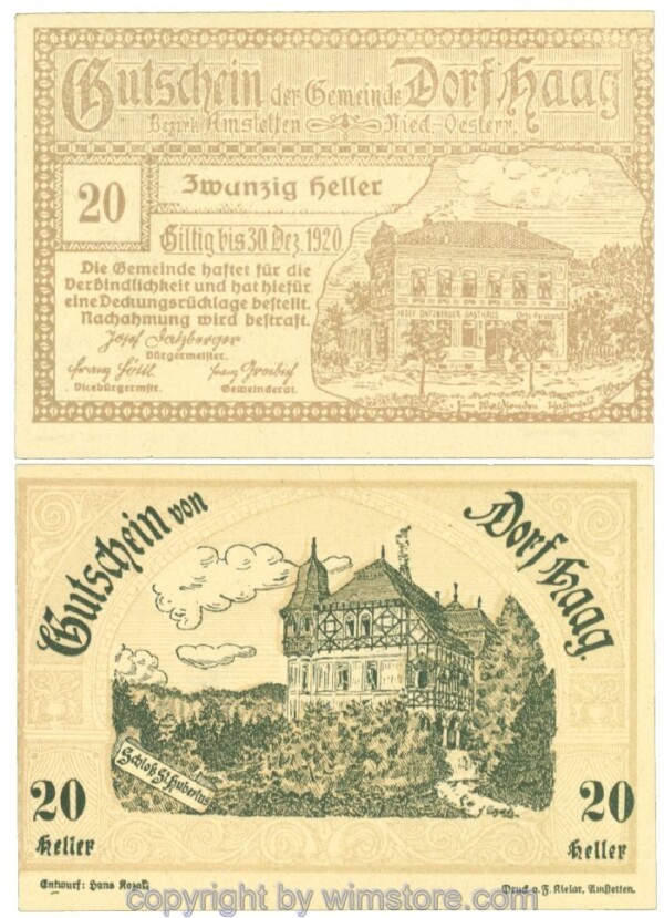 Haag (Dorf), J00317a, 20 Heller; 1-
