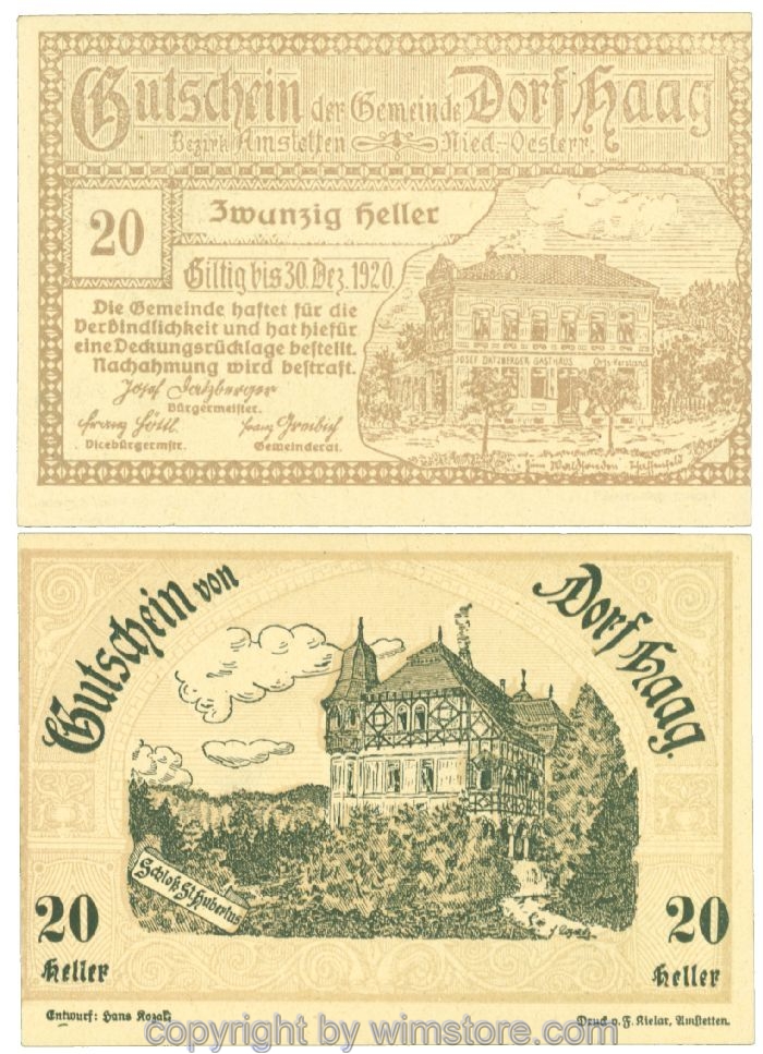 Haag (Dorf), J00317a, 20 Heller; 1-