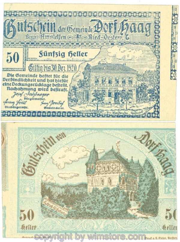 Haag (Dorf), J00317ax, 50 Heller; 1