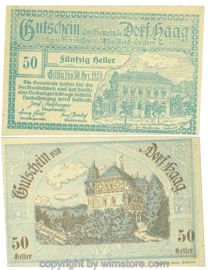 Haag (Dorf), J00317b, 50 Heller; 1