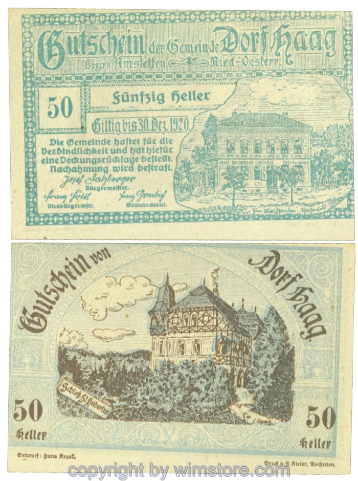 Haag (Dorf), J00317b, 50 Heller; 1-
