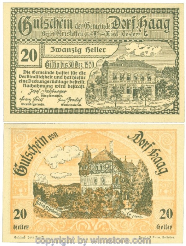 Haag (Dorf), J00317c, 20 Heller; 1