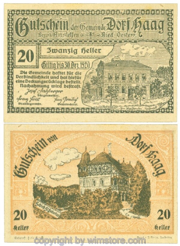Haag (Dorf), J00317c, 20 Heller; 1-