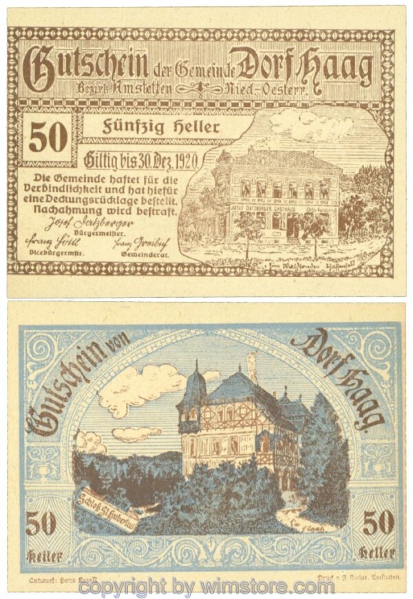 sn105853 Haag (Dorf), J00317c, 50 Heller; 1